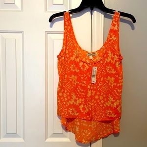 Coral sheer high low tank top